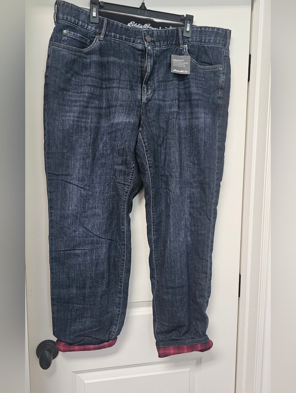 Eddie Bauer Dark Wash Straight-Leg Jeans Fleece Lined 18W